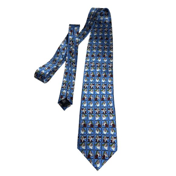 Vintage Walt Disney World Grumpy Blue Silk Tie - EUC - Picture 1 of 5